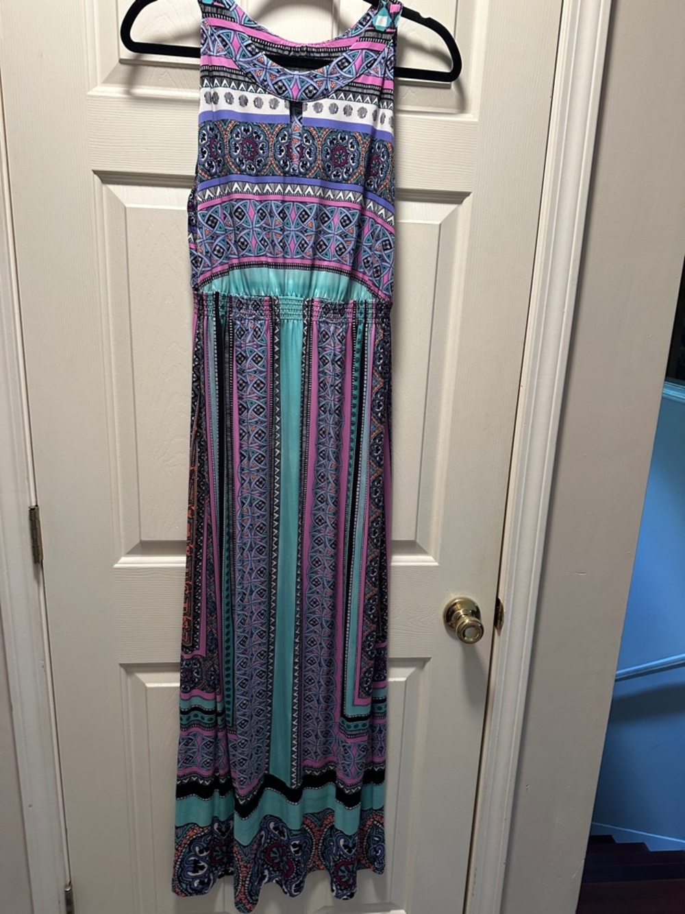 Soma pastel maxi dress with rounded band on neckline and keyhole opening